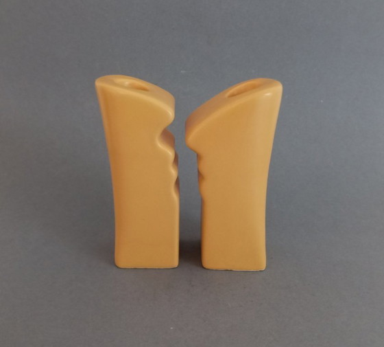 Image 1 of ASA Keramik, funky/postmodernes Kerzenhalterpaar „Mr. & Mrs.“, 1990er Jahre, Deutschland