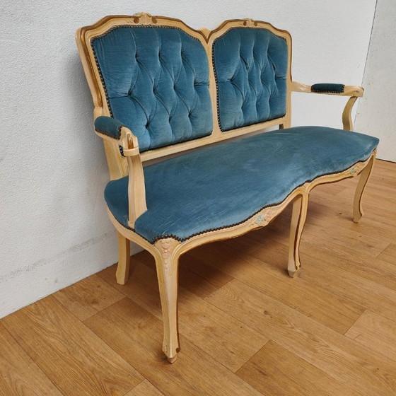 Banc Vintage Brocante Rococo Queen Ann pour Hall et Boudoir – Textile (photo 7 of 20)