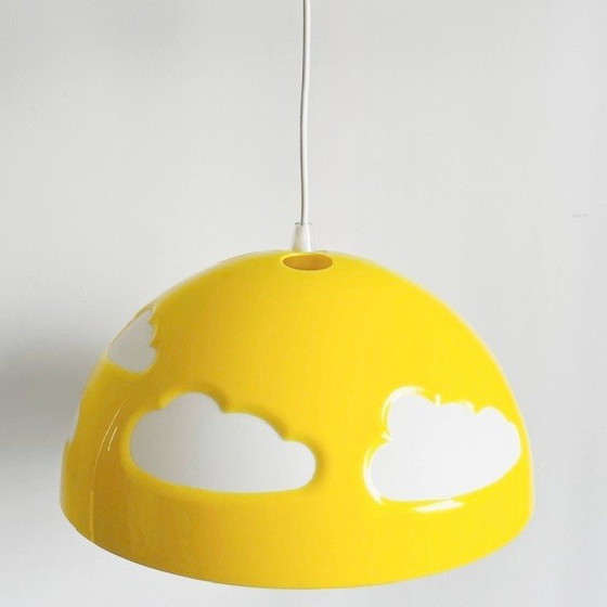 Image 1 of Ikea Skoljig Cloud Lampe Pendelleuchte Gelb Weiß Henrik Preutz 1990er Jahre