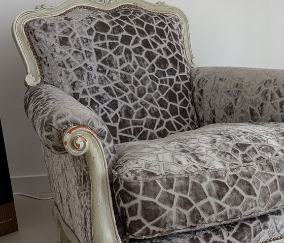 Image 1 of Hübsches Paar Barocksessel aus Velours und Holz