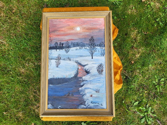 Original Winterlandschaft Ölgemälde – Gemälde & Zeichnungen, Leinwand (photo 3 of 8)