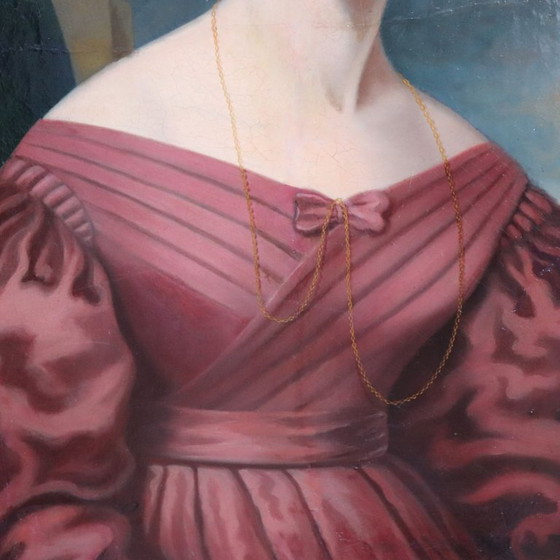 Image 1 of Ritratto di giovane donna, olio su tela, Italia, XIX secolo