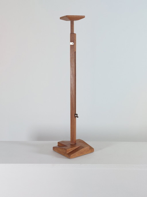 Porte-chapeau ancien français en bois, hauteur réglable, style Art déco