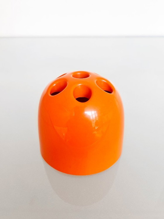 Image 1 of Vintage Artemide Dedalino orange design pen holder