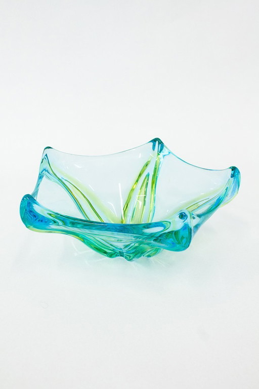 Vintage Murano blue-green fruit bowl