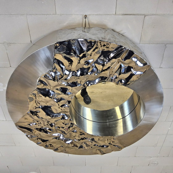 Image 1 of Specchio cromato vintage grande e organico unico (specchio Mercury) (collezione Phillips)