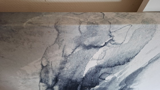 Image 1 of Black and white painting of a woman's face