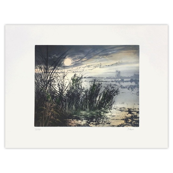France Hilon Gravure Signée Coucher De Soleil Sur La Lagune 1990 – Lithographies et sérigraphies, Paper (photo 2 of 5)