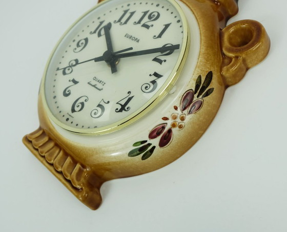 Image 1 of OROLOGIO DA PARETE in ceramica orologio da cucina europa quarzo dipinto a mano ceramica herbolzheimer anni '60-'70