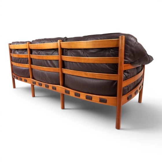 Woonkamerset Coja van Sven Ellekaer – 3-zitsbank en 2 fauteuils in bruin leer, 1960 – Wood, Leather (photo 7 of 20)