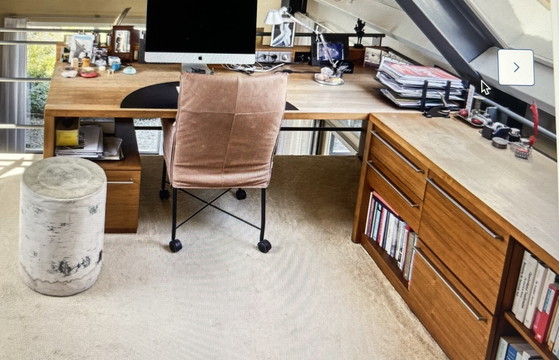 Desk with Bookcase – Metal, Wood (photo 3 of 5)