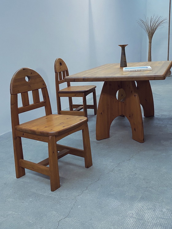 Image 1 of Eetkamerset Eettafel en 4 stoelen Massief grenen hout Wasa Rauner Daumiller stijl