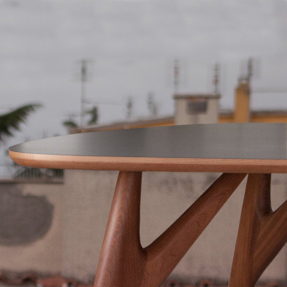 Image 1 of Luxury Ted ONE Dining Table 240x120 Grey Laminate & Solid Sapelli Mahogany Custom Made Italy