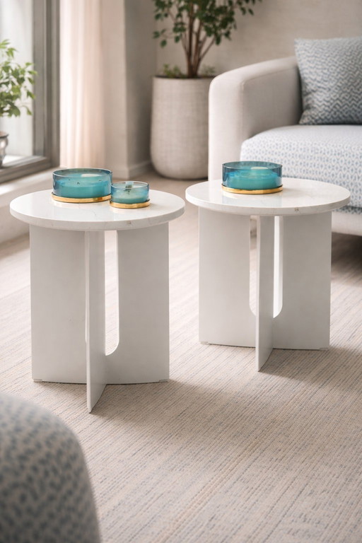 Authentic Design - Androgyne Marble Top Side Tables by Danielle Siggerud (Menu)