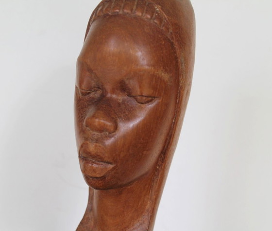 Image 1 of Afrikanische Büste, Holz, Mid-Century-Modernismus, 37 cm hoch