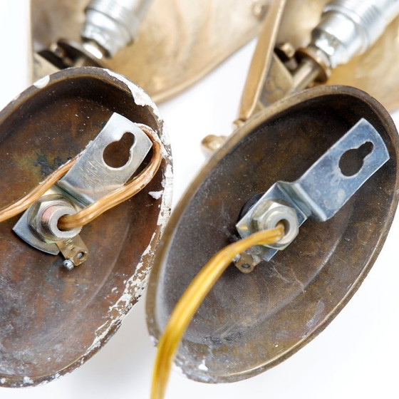 Image 1 of Par de apliques de concha de mejillón de bronce de Maison Jansen - década de 1970 (2 pares disponibles)