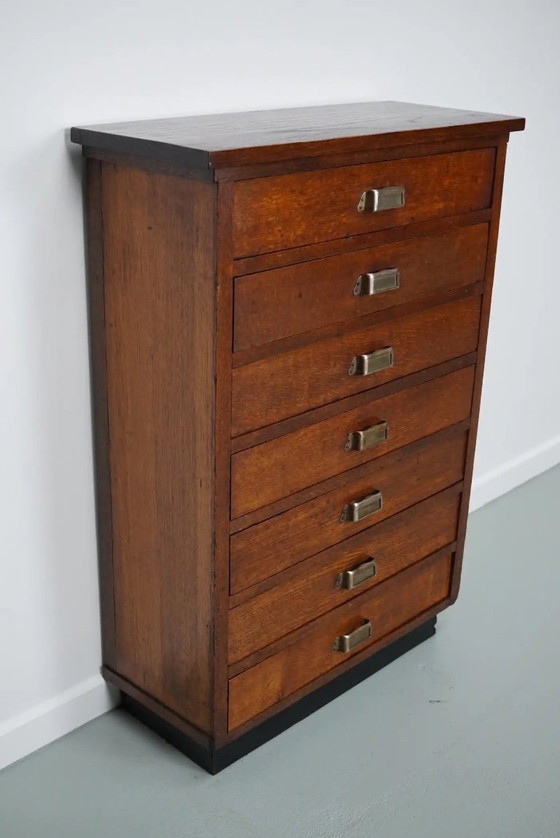 Image 1 of Dutch oak apothecary/archive cabinet, 1930s
