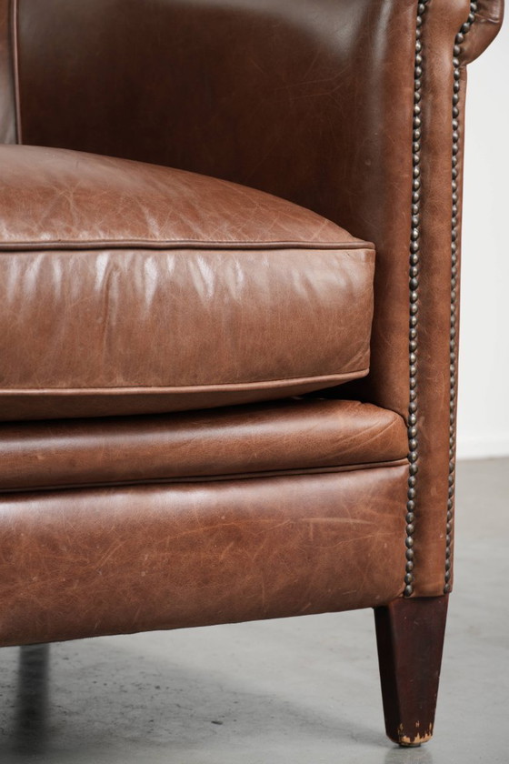 Cognacfarbener Club-Sessel im englischen Stil aus Rindsleder in gutem Zustand – Leather (photo 11 of 11)