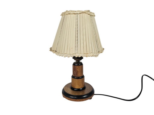 Amsterdamse school - tafellamp - palisander - porselein - 2e kwart 20e eeuw