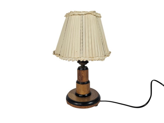 Image 1 of Amsterdamse school - tafellamp - palisander - porselein - 2e kwart 20e eeuw