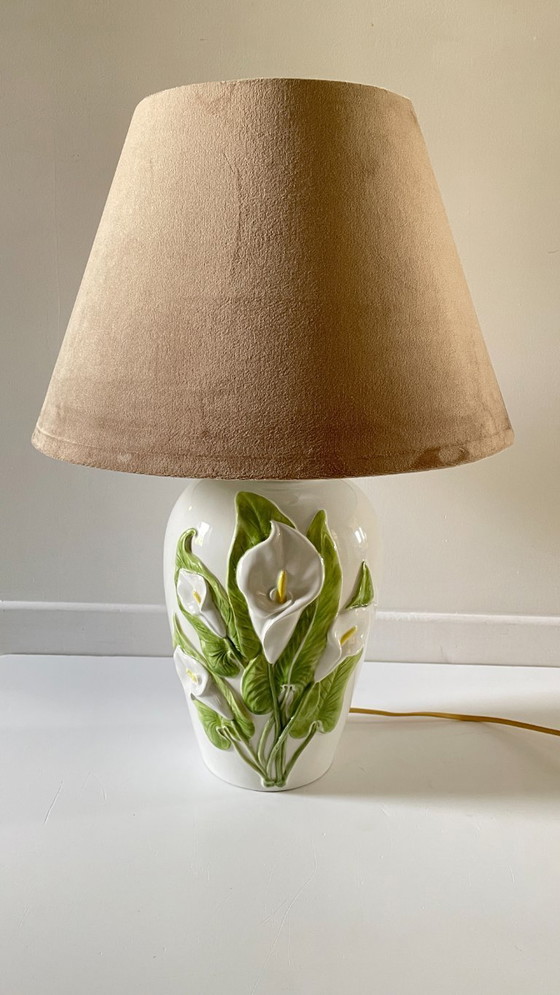 Image 1 of LAMPE Italienne Fleurs d'ARUM Vintage