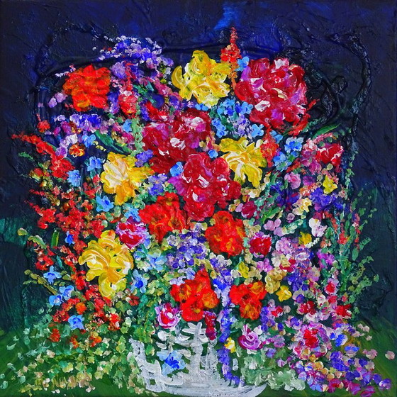 8 Pinturas florales abstractas, CB, Pinturas y dibujos, Lienzo, Otro, Rojo (foto 7 de 12)