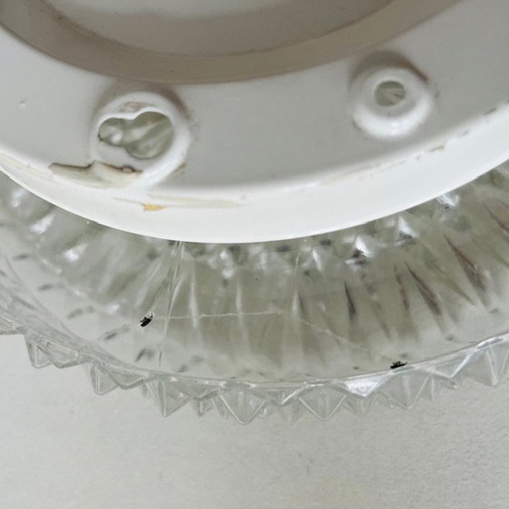 Image 1 of Plafoniera quadrata di metà secolo in vetro chiaro a stella