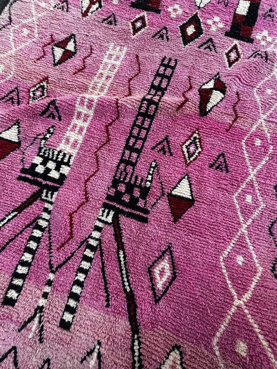 Image 1 of Alfombra marroquí Boujad 310x210 cm – Alfombra decorativa de lana hecha a mano, alfombra bereber rosa,