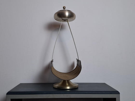 Image 1 of 1960s ashtray in Vienna straw and metal.