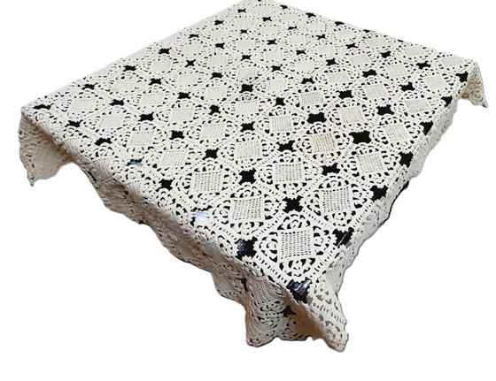 Image 1 of Vintage hand crochet tablecloth 77X72 CM