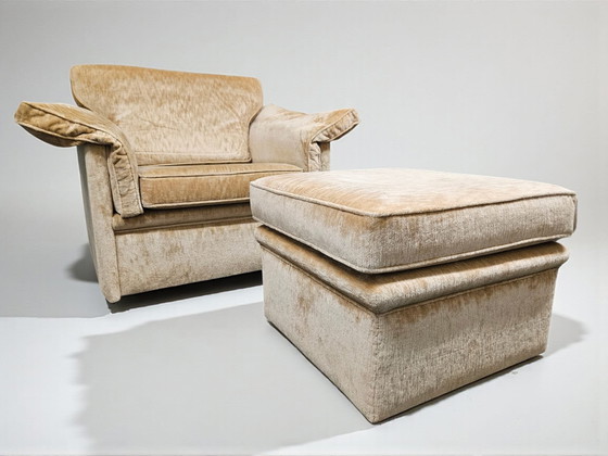 Image 1 of Vintage soft-seating lounge chair camel/ bèige velours 1970s