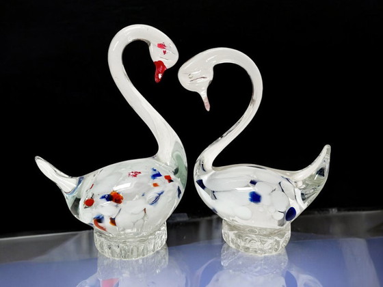 Image 1 of Satz von 3 originalen Muranoglas-Schwänen