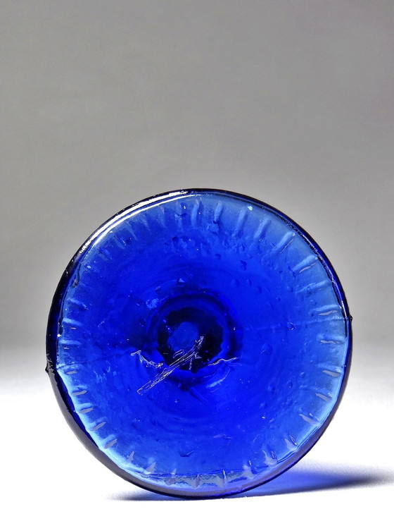 Image 1 of Vintage Cobalt Blue Molded Glass Candleholder