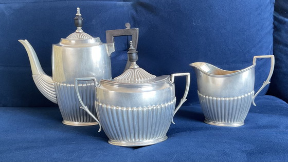 Image 1 of KIRBY BEARD & co , service 3 pièces art déco en métal argenté ( 1920 / 1930 )