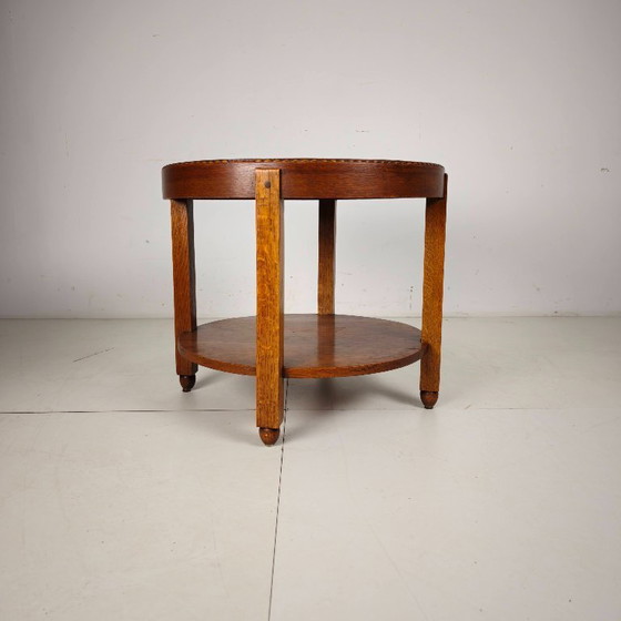 Amsterdamer Schule / Art-Deco-Beistelltisch mit eingelegtem Sternblatt, um 1920 – Beistelltische, Wood (photo 2 of 8)