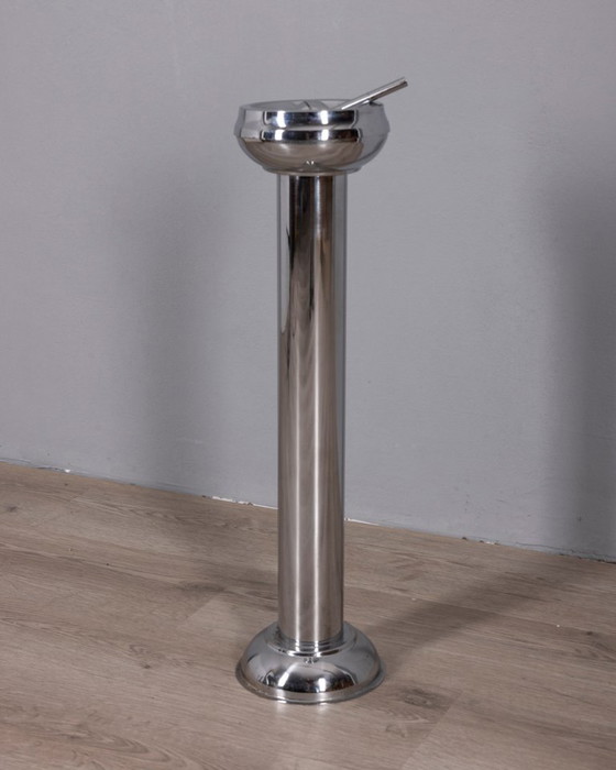 Vintage 1970s Italian-Design Chrome-Plated Metal Floor Ashtray – Decorative Objects (photo 3 of 10)