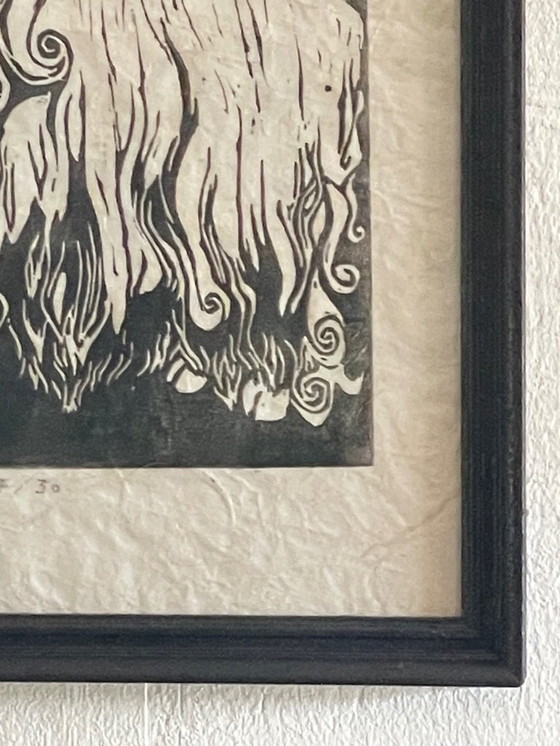 Image 1 of Eastern European Artist, Woolly Ram, 1920s-1940s, Linocut , Signed