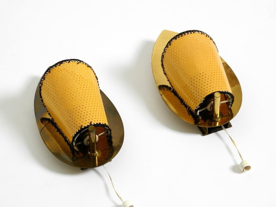 Image 1 of Deux ravissantes appliques murales originales en laiton de style Mid-Century Modern