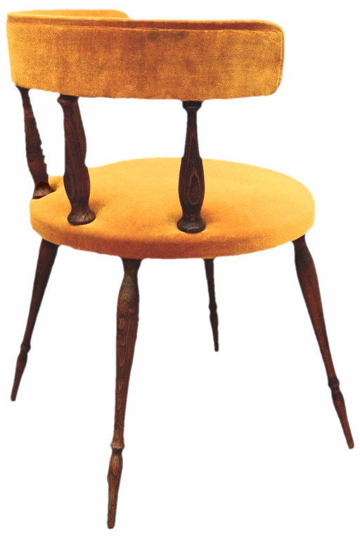 Poltrona gondola color senape in stile Helmut, 46x70 cm, Retro – fauteuils, Velvet, Wood (photo 2 of 6)