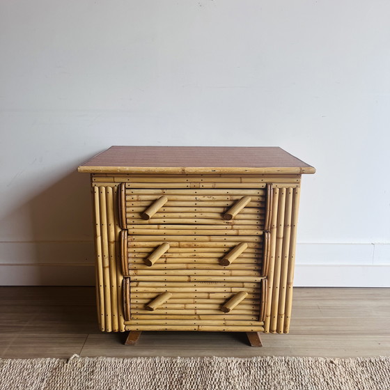 Image 1 of Rohe Noordwolde bamboe rotan ladekast nachtkastje 