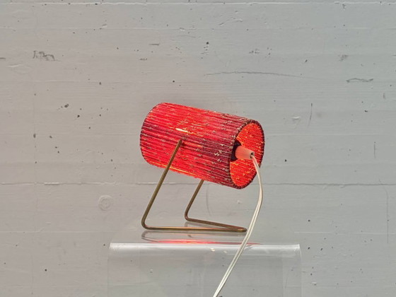 Image 1 of Mid-century table lamp with fabric shade and brass frame, 1960s