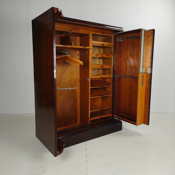 Image 1 of Herenkledingkast uit de jaren 1920 van mahonie en eikenhout, gemaakt door Compactom Ltd.