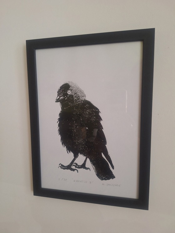 Linogravure 'Kauwtje' – Objets d'art, Papier (photo 2 of 7)