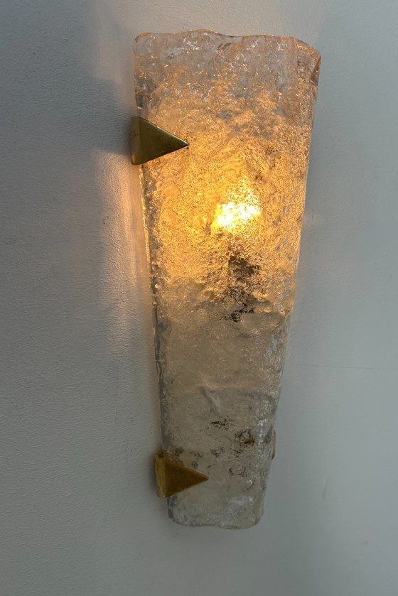 Image 1 of Lampada da parete vintage Hillebrand, ottone e vetro di Murano, Germania 1960