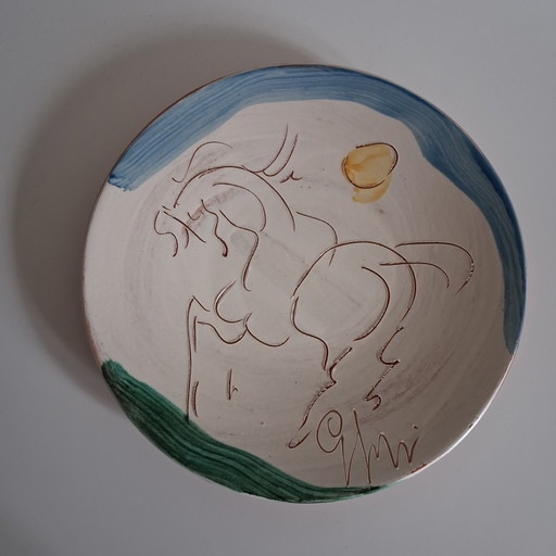 Giovanni Poggi Pferdeteller, Werkstatt Giorgio Albisola – decoratieve objecten, Ceramic (photo 2 of 6)