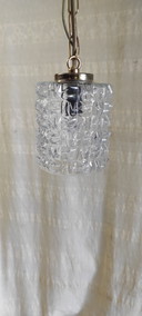 Glass and gilt metal pendant light - mid-20th century
