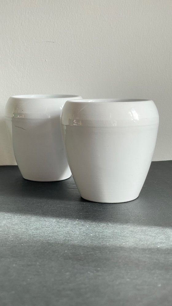 Image 1 of Pair of White Ceramic Candlesticks