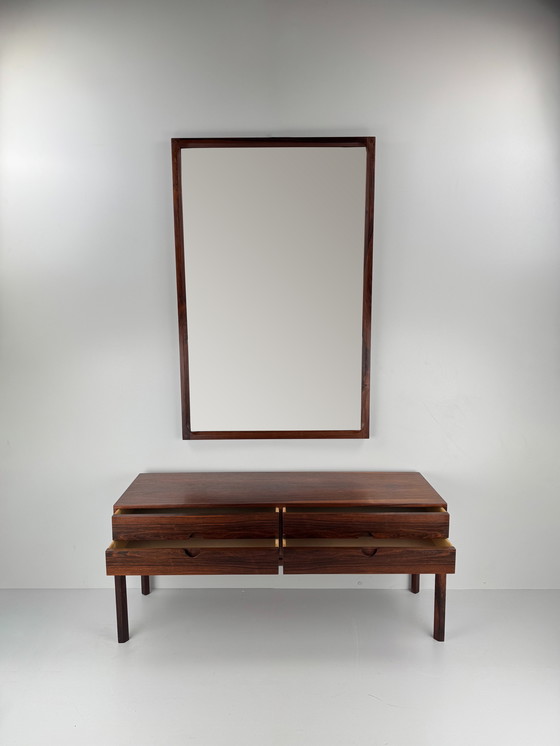 Image 1 of Aksel Kjersgaard Model 394 dressoir + Model 168 spiegel – zeldzame bijpassende set in prachtig palissanderhout