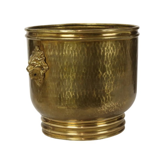 Large Jardinière Flowerpot Hammered Brass Lionheads – Decorative Objects (photo 4 of 15)