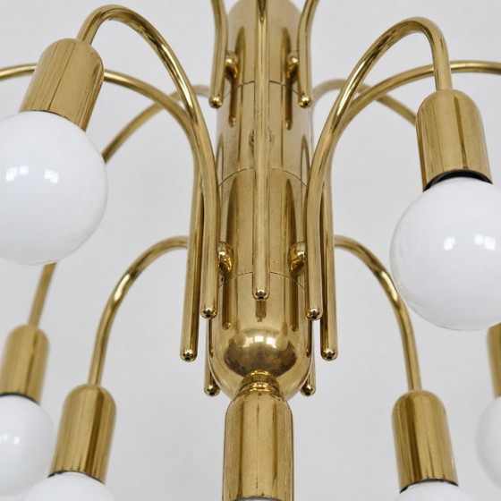 Image 1 of Lampadario vintage dorato a sospensione degli anni '70